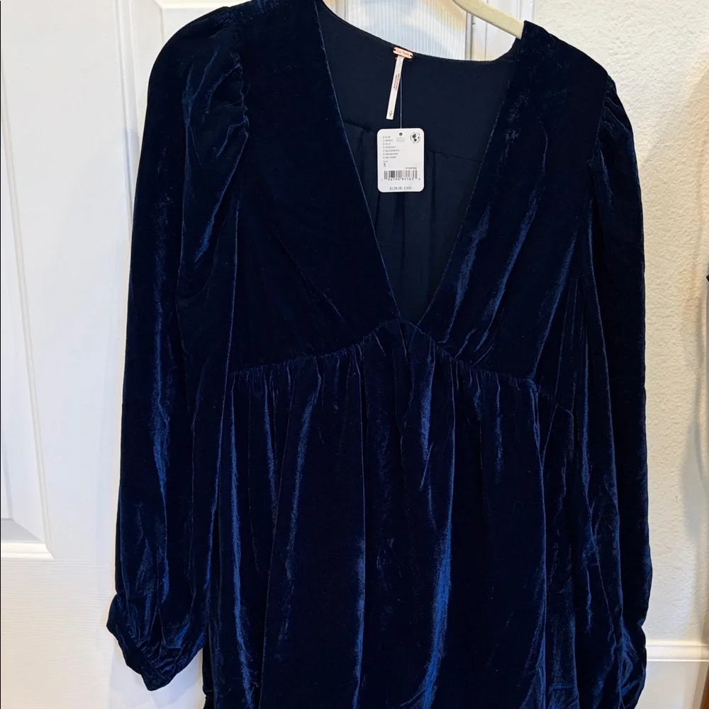 Free People Navy Velvet Dress - Picture 4 of 5